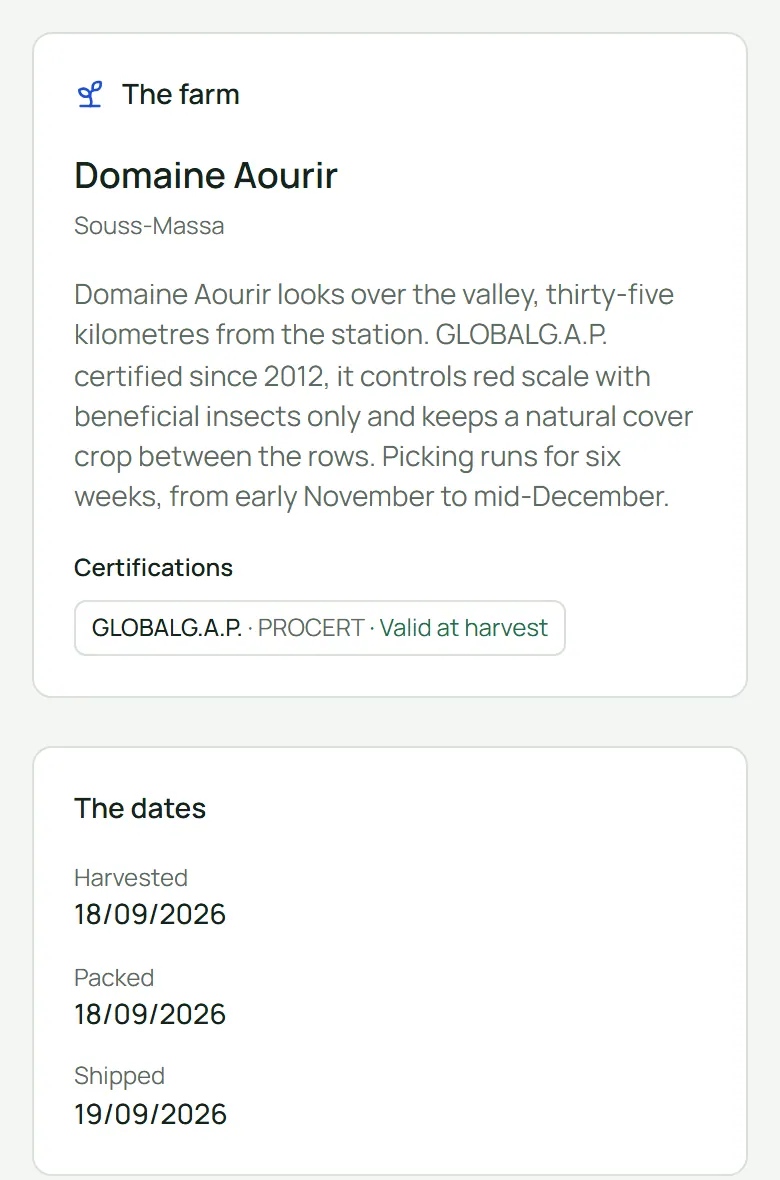 Traceline screen: A QR code for shoppers